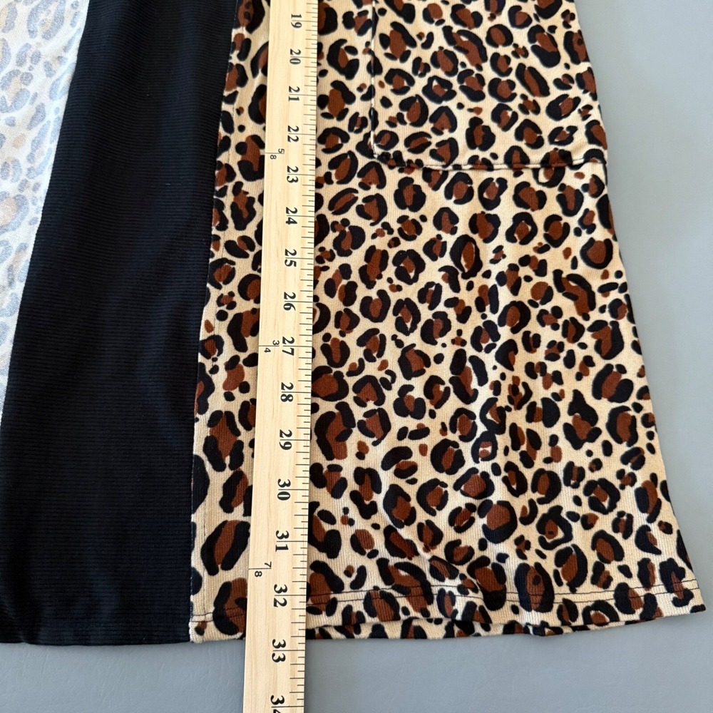 DKNY womens leopard print hooded robe M belted loungewear $78 MSRP stretchy - Picture 6 of 8